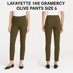 Lafayette 148 Gramercy Pants Olive Green Size 6 Slim Fit